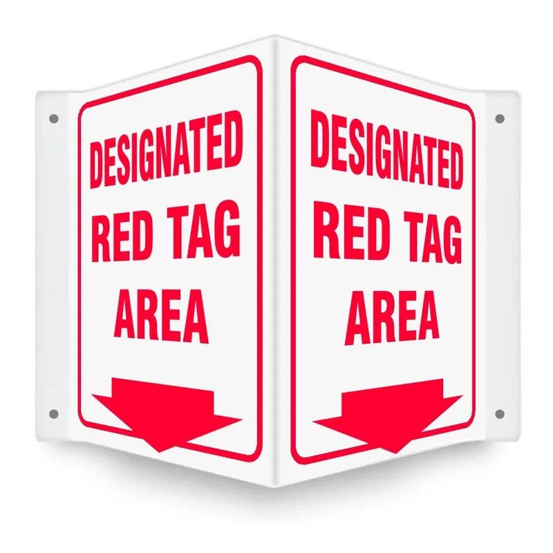 AccuformNMC PSP121 3D Projection Sign, Designated Red Tag Area, 6" H x 5" W Panel