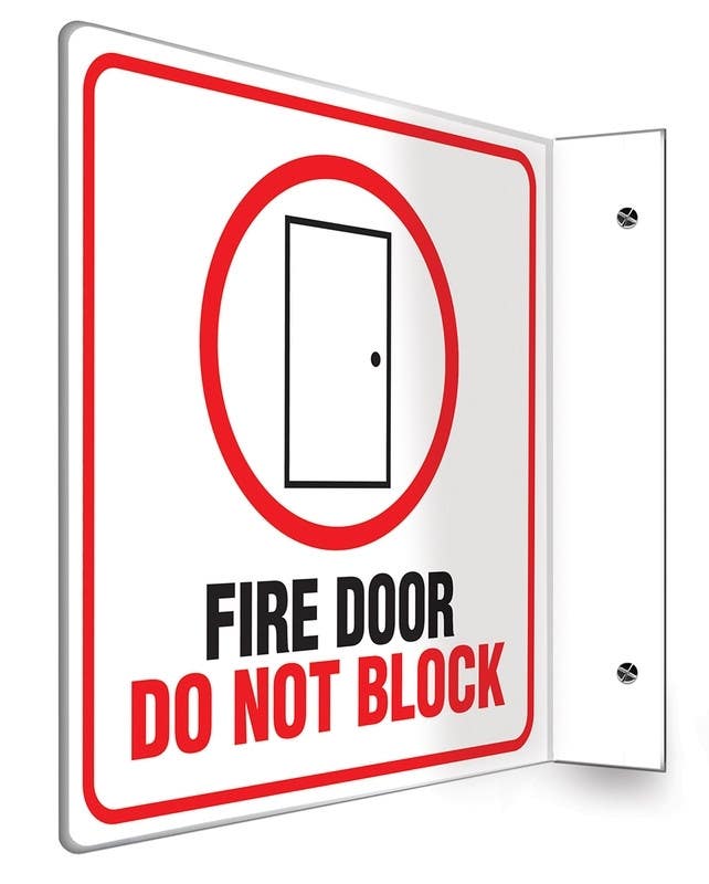 AccuformNMC PSP Projection Safety Sign, Fire Door - Do Not Block
