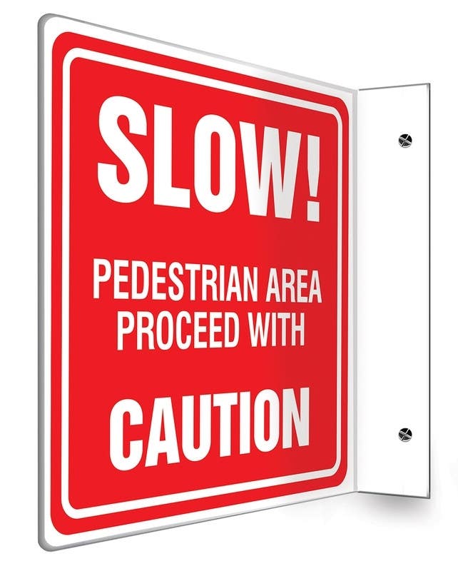 AccuformNMC PSP Projection Safety Sign, Slow, Pedestrian Area Proceed With Caution