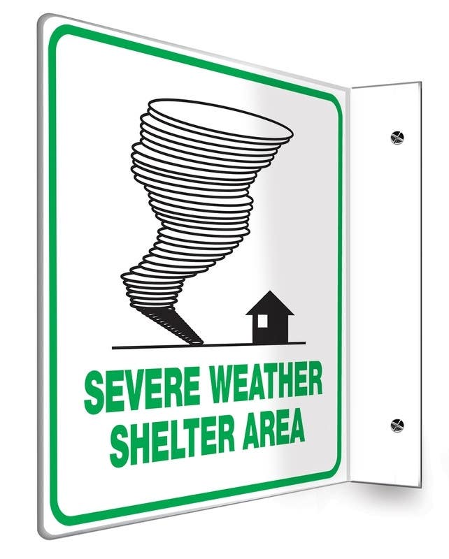 AccuformNMC PSP Projection Emergency Shelter Sign, Severe Weather Shelter Area