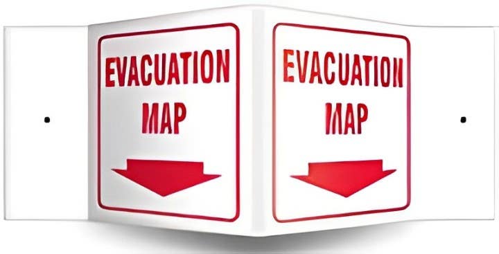 AccuformNMC PSP152 3D Projection Safety Sign, Evacuation Map, 6" H x 5" W Panel