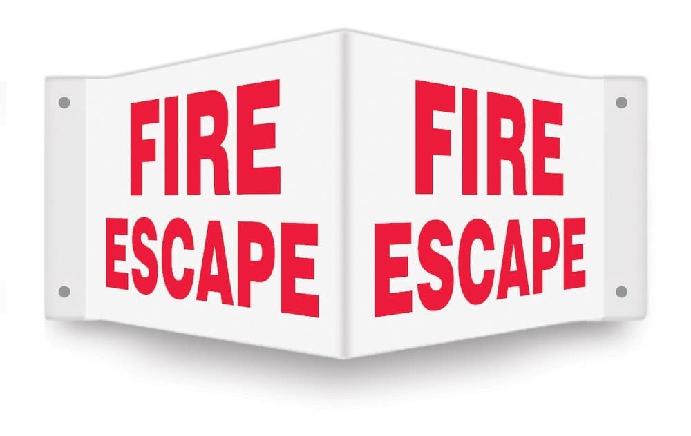 AccuformNMC PSP Projection Safety Sign, Fire Escape, 8" H x 12" W Panel