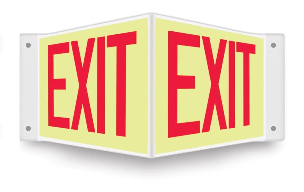 AccuformNMC PSP Glow-In-The-Dark Projection Sign, Exit, Lumi-Glow Plastic, 8" H x 12" W Panel