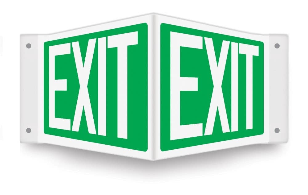 AccuformNMC PSP Projection Sign, Exit (Green), 8" H x 12" W Panel
