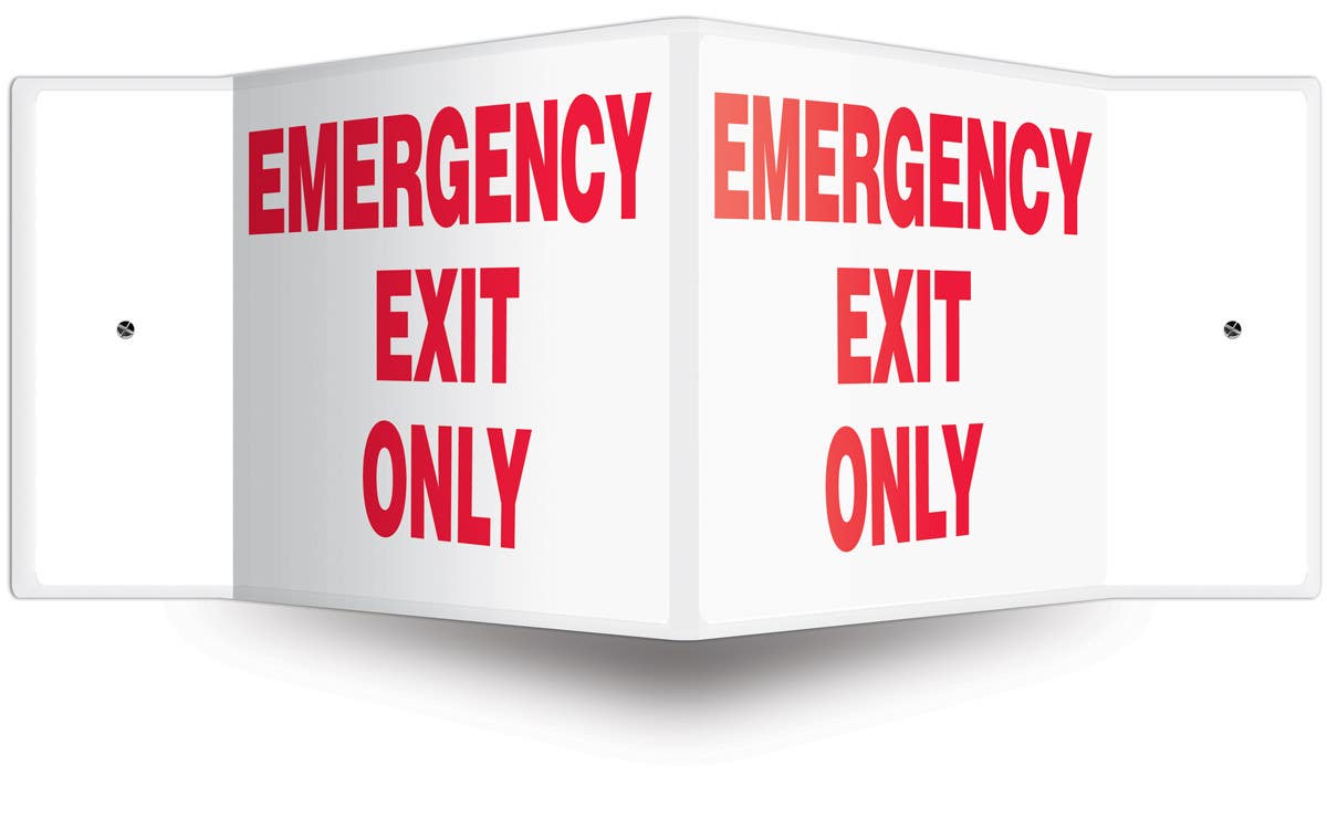 AccuformNMC PSP Projection Safety Sign, Emergency Exit Only, 8" H x 12" W Panel