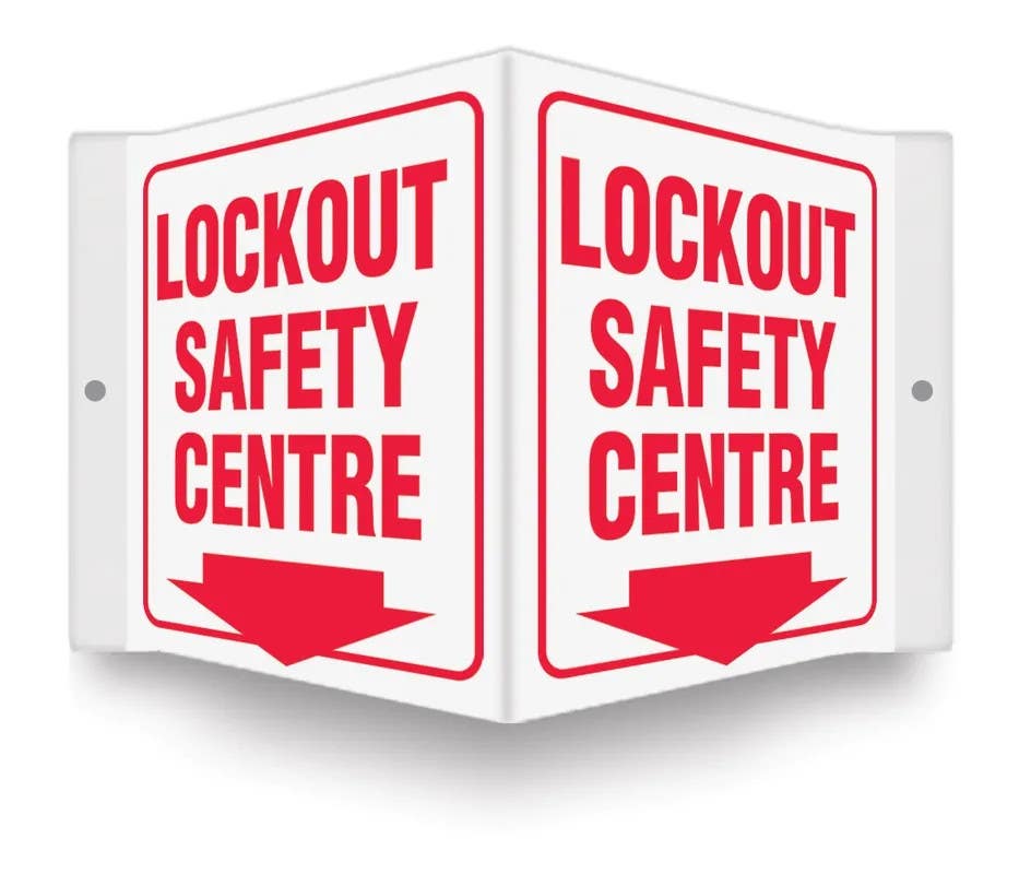 AccuformNMC PSP314 3D Projection Safety Sign, Lockout Safety Centre, 6" H x 5" W Panel