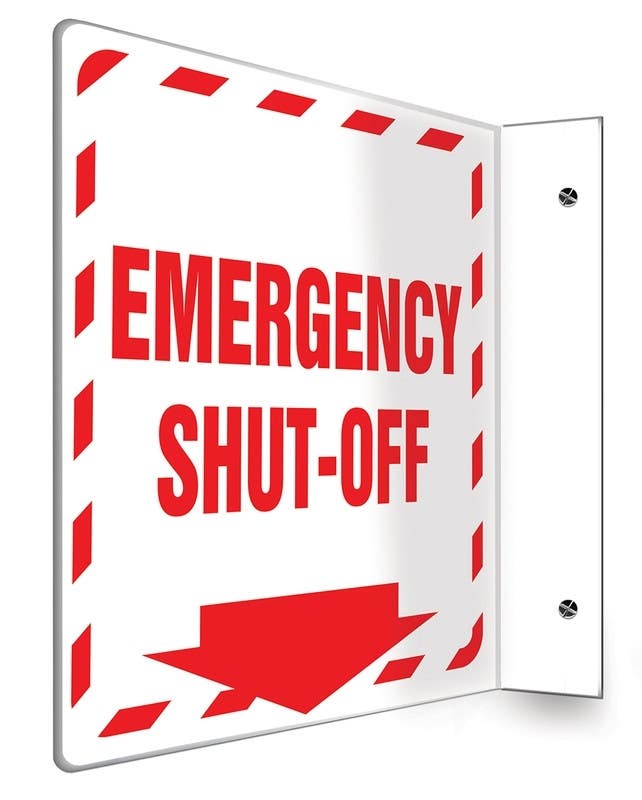 AccuformNMC PSP Projection Sign, Emergency Shut-Off (Arrow)