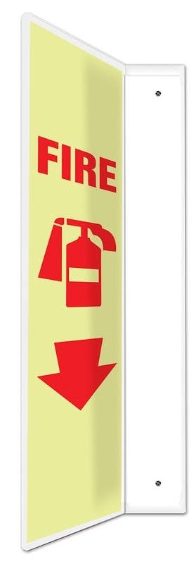 AccuformNMC PSP Projection Sign, Fire Extinguisher, Lumi-Glow Plastic, 24" H x 4" W Panel