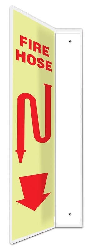 AccuformNMC PSP Projection Sign, Fire Hose, Lumi-Glow Plastic, 24" H x 4" W Panel