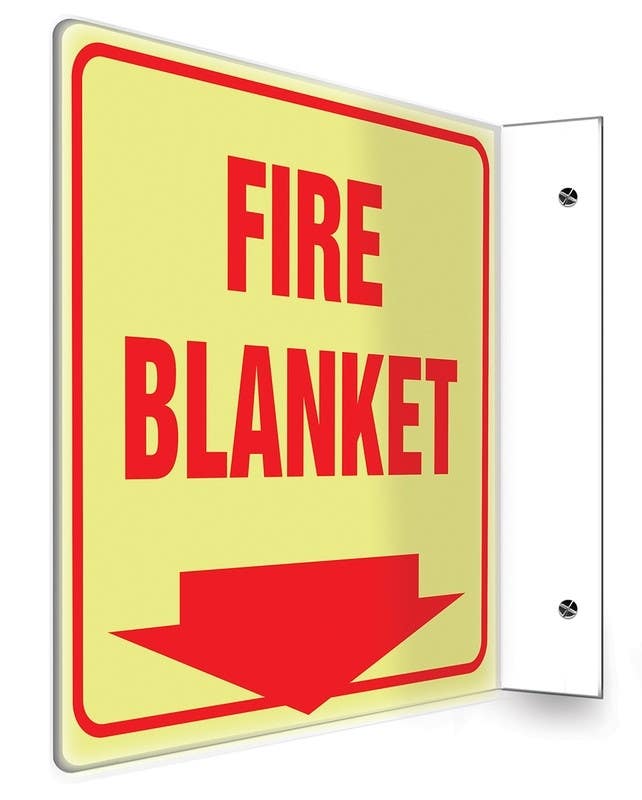 AccuformNMC PSP Glow-In-The-Dark Projection Safety Sign, Fire Blanket, Lumi-Glow Plastic