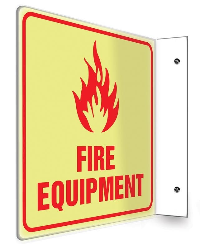 AccuformNMC PSP Glow-In-The-Dark Projection Safety Sign, Fire Equipment, Lumi-Glow Plastic