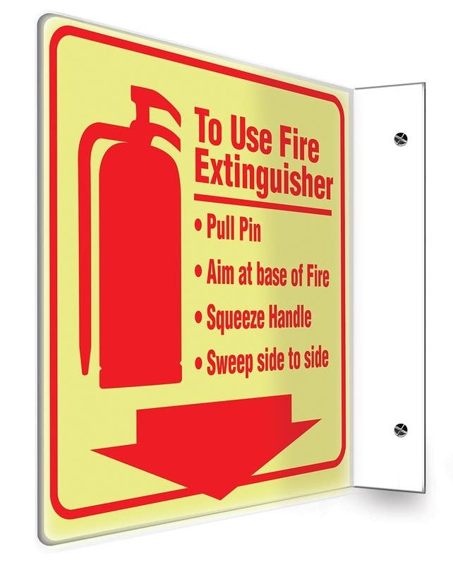 AccuformNMC PSP Glow-In-The-Dark Projection Sign, To Use Fire Extinguisher, Lumi-Glow Plastic