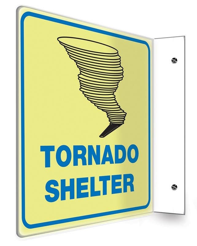 AccuformNMC PSP Glow-In-The-Dark Projection Safety Sign, Tornado Shelter, Lumi-Glow Plastic
