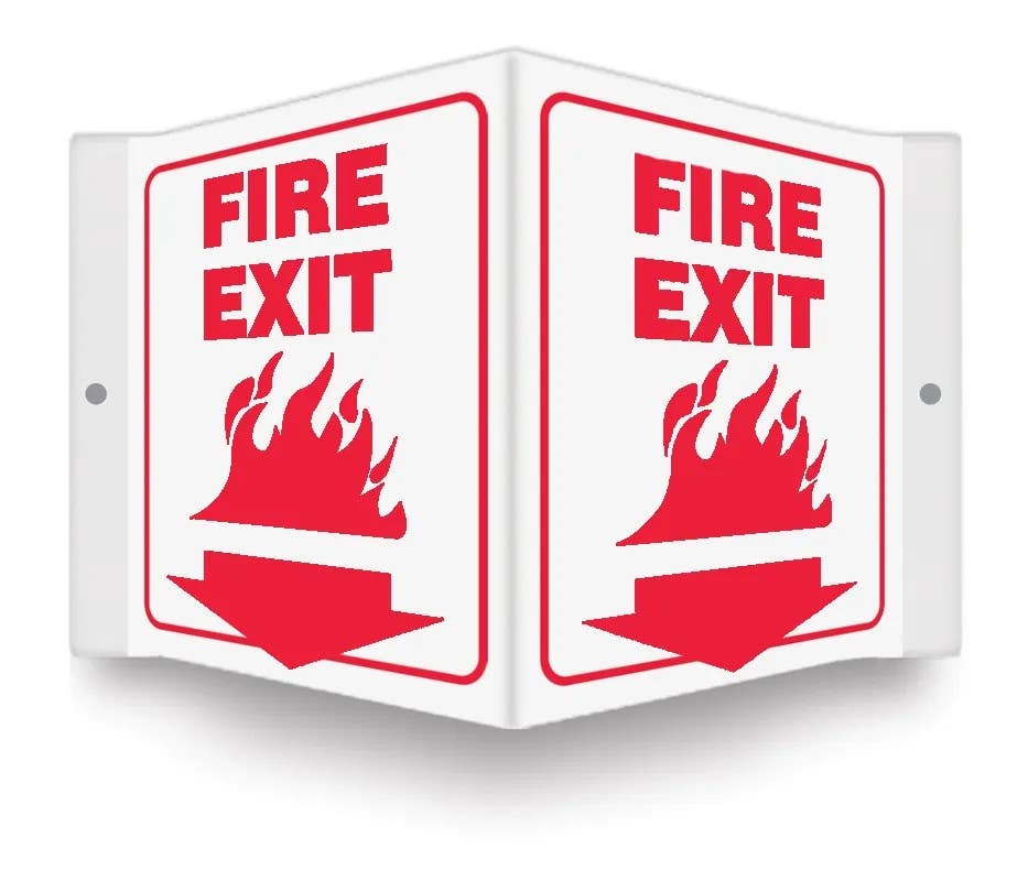 AccuformNMC PSP356 3D Projection Safety Sign, Fire Exit (Glow), 6" H x 5" W Panel