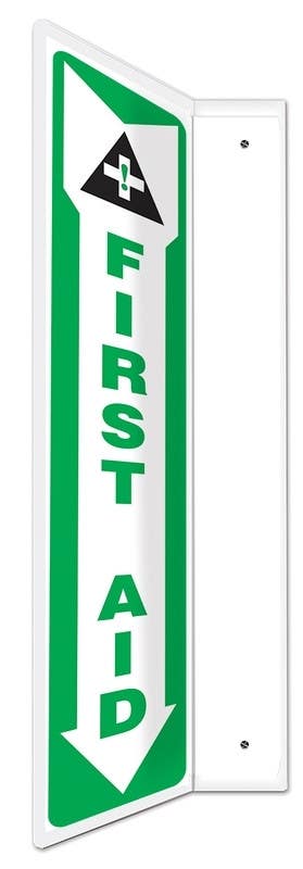 AccuformNMC PSP Projection Safety Sign, First Aid, 18" H x 4" W Panel