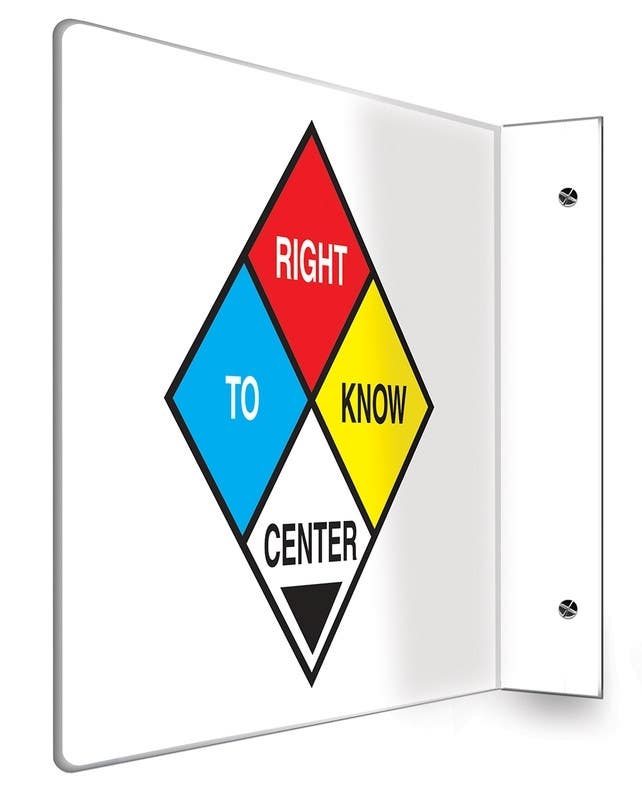 AccuformNMC PSP 3D Projection Safety Sign, Right To Know Center, 8" H x 12" W Panel