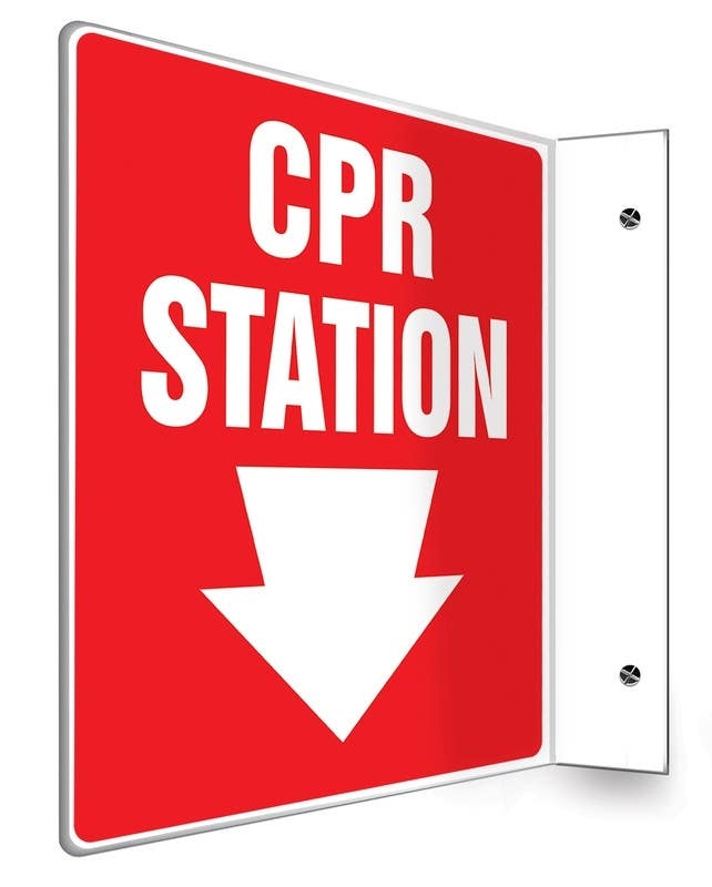 AccuformNMC PSP Projection Sign, CPR Station (Down Arrow)