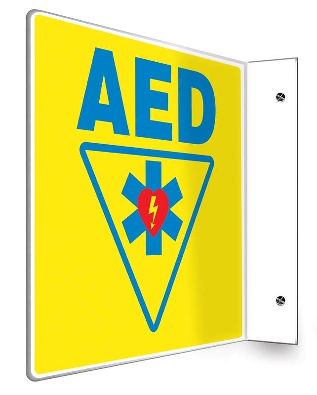 AccuformNMC PSP Projection Sign, AED (Yellow)