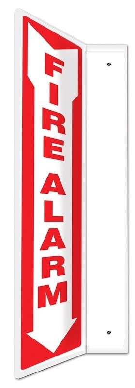 AccuformNMC PSP Projection Safety Sign, Fire Alarm (Down Arrow), 24" H x 4" W Panel