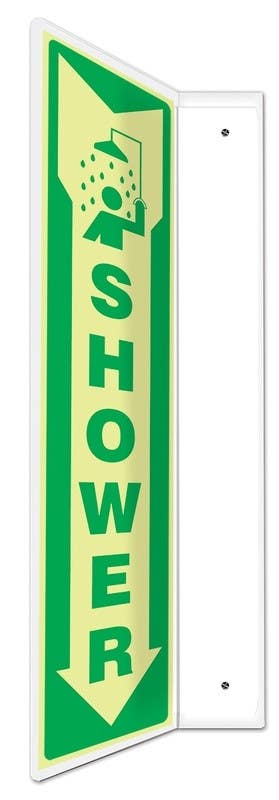 AccuformNMC PSP Lumi-Glow Projection Safety Sign, Shower, Lumi-Glow Plastic, 18" H x 4" W Panel