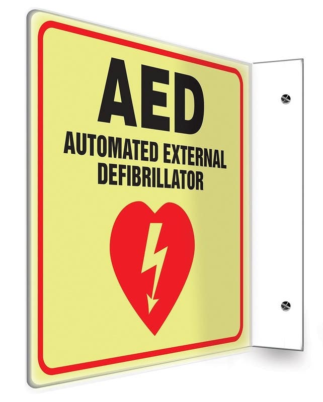 AccuformNMC PSP Glow Projection Sign, AED - Automated External Defibrillator, Lumi-Glow Plastic
