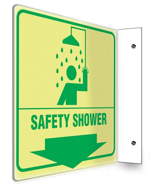 AccuformNMC PSP Projection Lumi-Glow Safety Sign, Safety Shower, Lumi-Glow Plastic