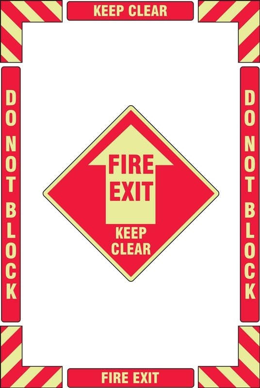 AccuformNMC PSR1 Floor Marking Kit, Fire Exit Keep Clear Do Not Block, 24" H x 36" W
