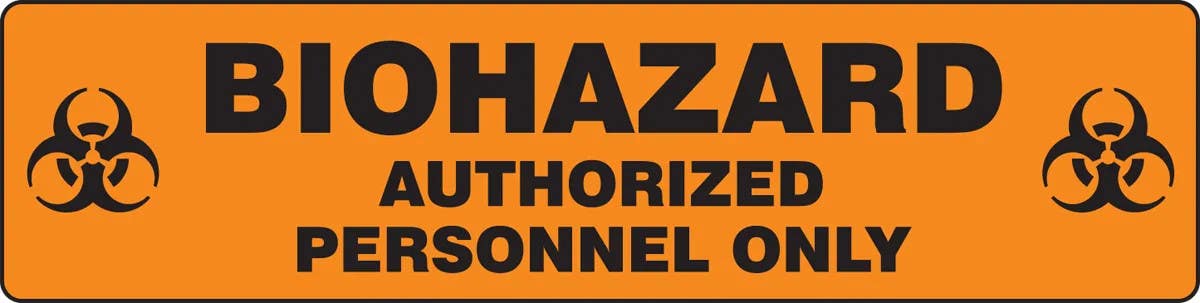 AccuformNMC PSR261 Biohazard Safety Sign, Authorized Personnel Only, 6" H x 24" W