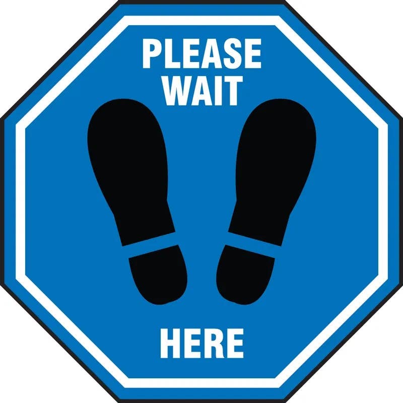 AccuformNMC PSW116 Pavement Print Sign, Please Wait Here (Footprints), 17"