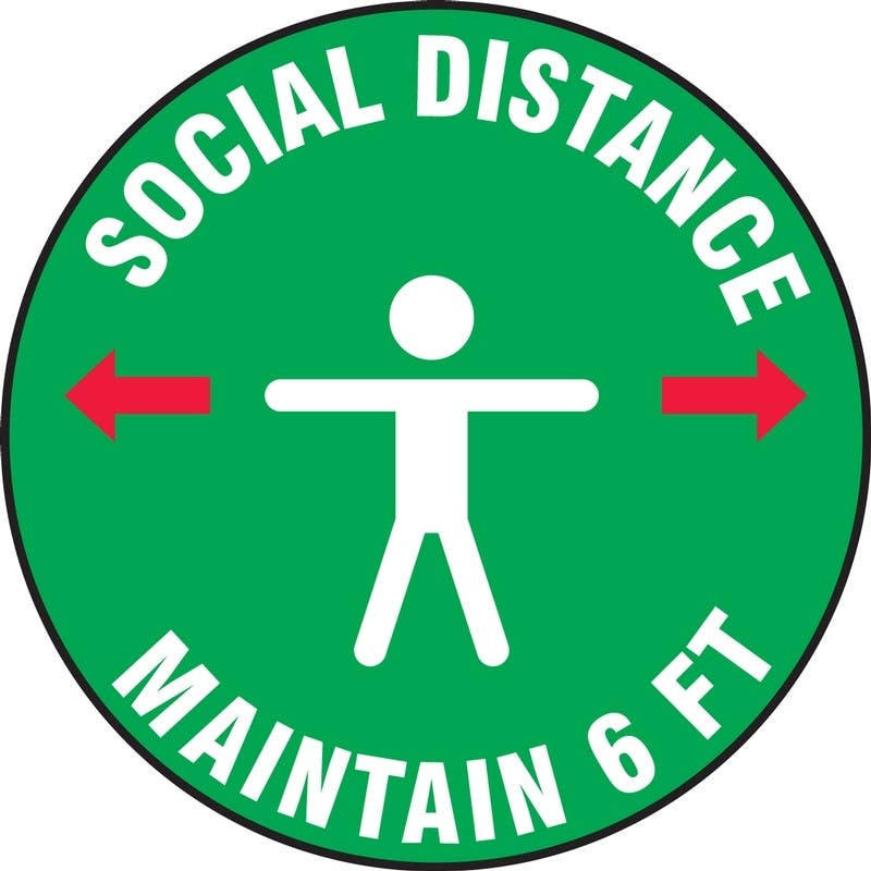 AccuformNMC PSW117 Pavement Print Sign, Social Distance Maintain 6 Ft, 17"