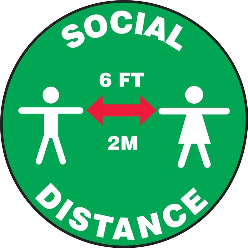 AccuformNMC PSW118 Pavement Print Sign, Social Distance 6Ft 2M, 17"