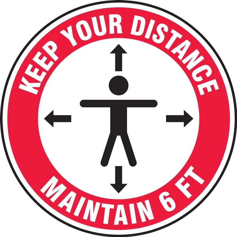 AccuformNMC PSW119 Pavement Print Sign, Keep Your Distance Maintain 6Ft, 17"