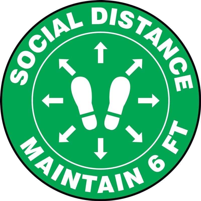 AccuformNMC PSW120 Pavement Print Sign, Social Distance Maintain 6 Ft (Footprints), 17"