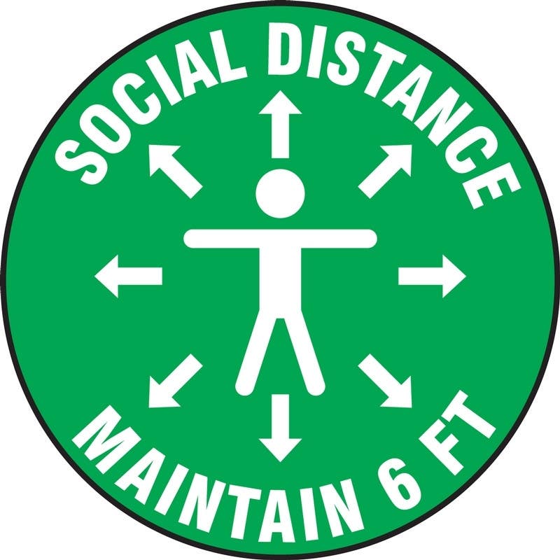 AccuformNMC PSW121 Pavement Print Sign, Social Distance Maintain 6 Ft (Person & Arrows), 17"