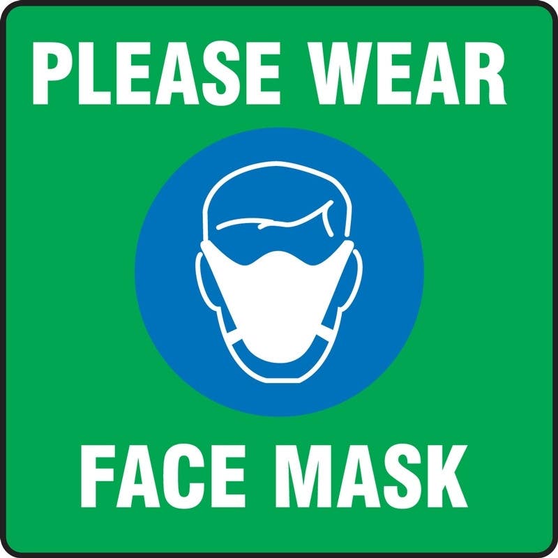 AccuformNMC PSW126 Pavement Print Sign, Please Wear Face Mask, 17" x 17"