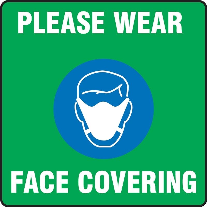 AccuformNMC PSW127 Pavement Print Sign, Please Wear Face Covering, 17" x 17"