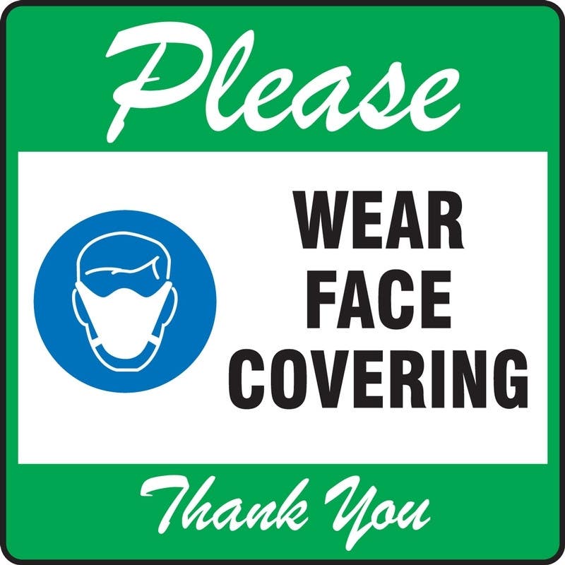 AccuformNMC PSW130 Pavement Print Sign, Please Wear Face Covering Thank You, 17" x 17"
