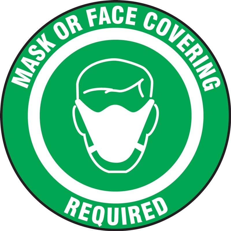 AccuformNMC PSW131 Pavement Print Sign, Mask Or Face Covering Required, 17"
