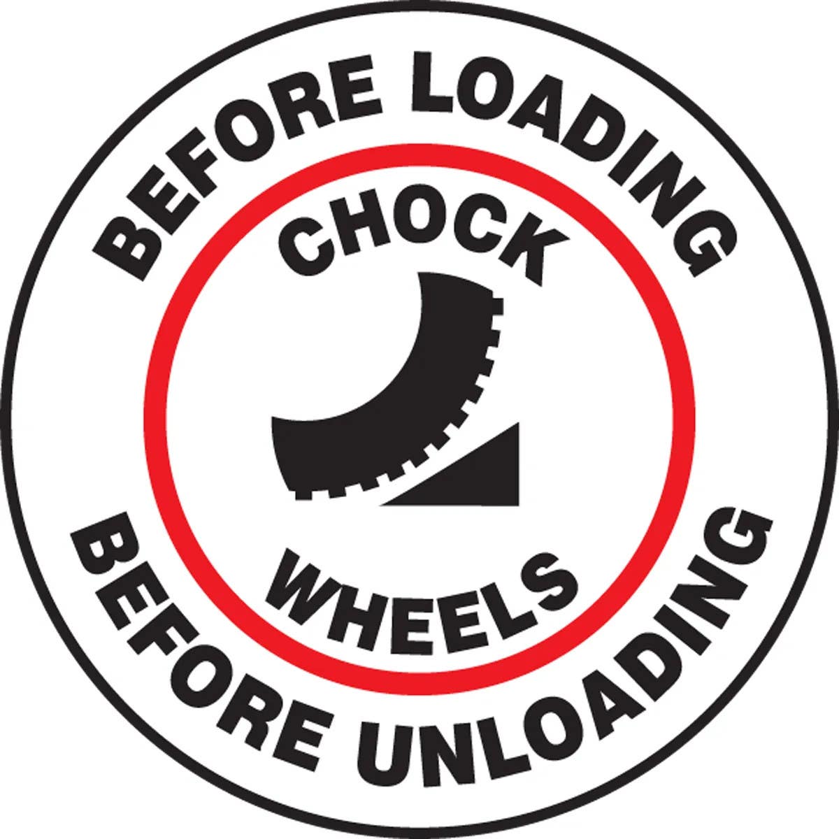 AccuformNMC PSW701 Pavement Print Sign, Before Loading - Chock Wheels - Before Unloading, 17"