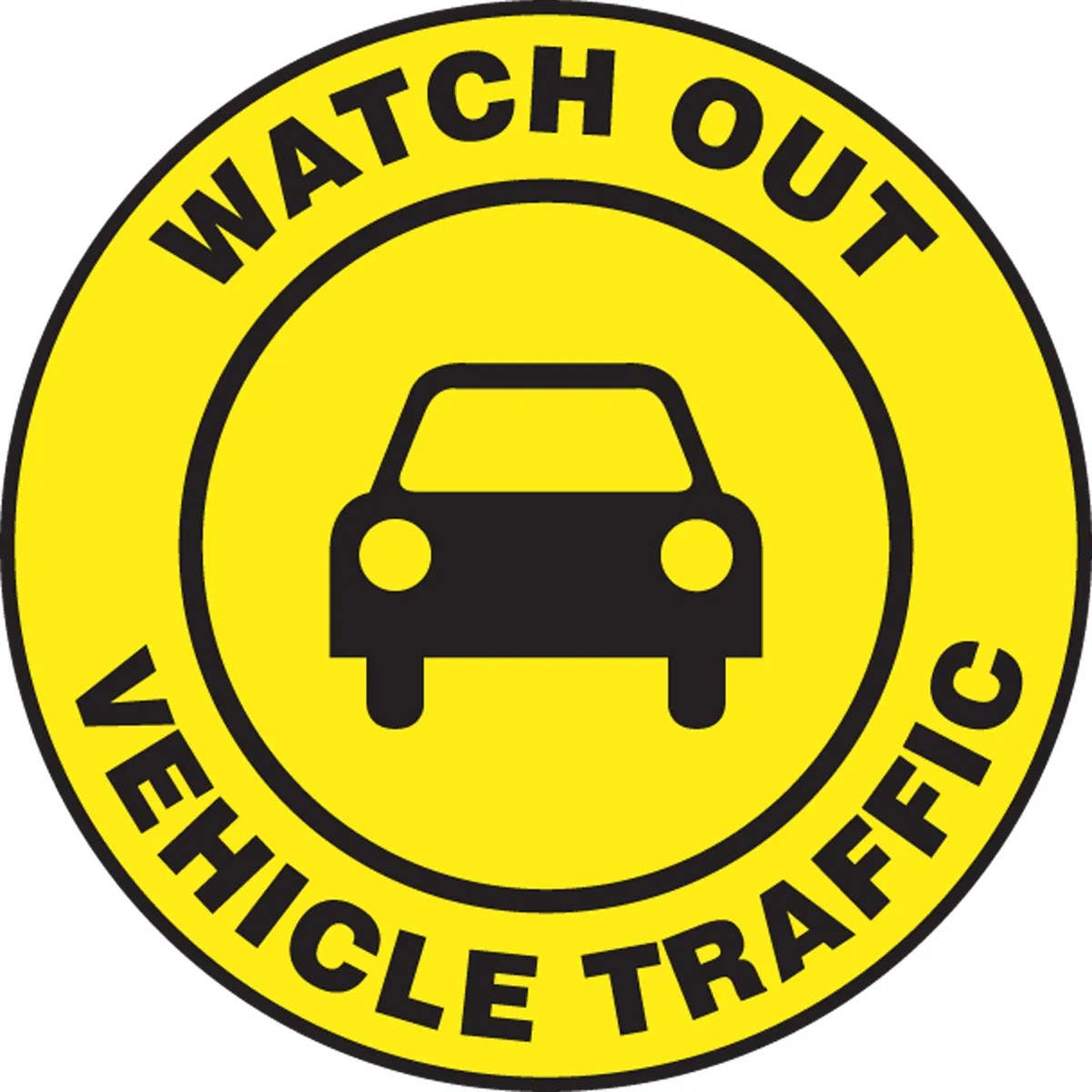 AccuformNMC PSW711 Pavement Print Sign, Watch Out Vehicle Traffic, 17"