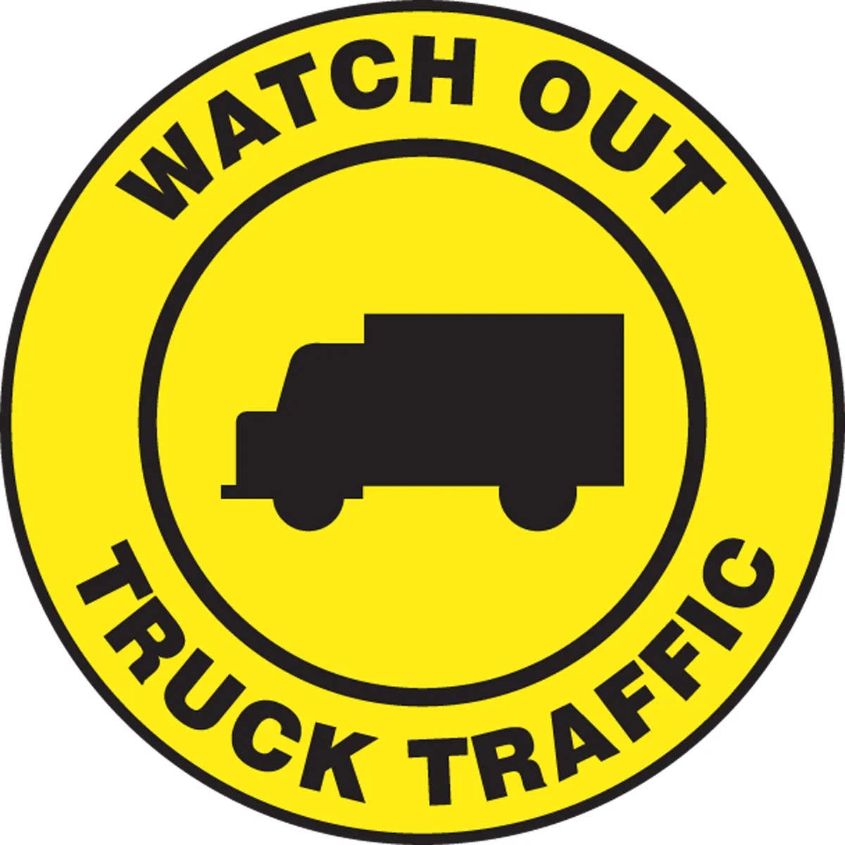 AccuformNMC PSW712 Pavement Print Sign, Watch Out Truck Traffic, 17"