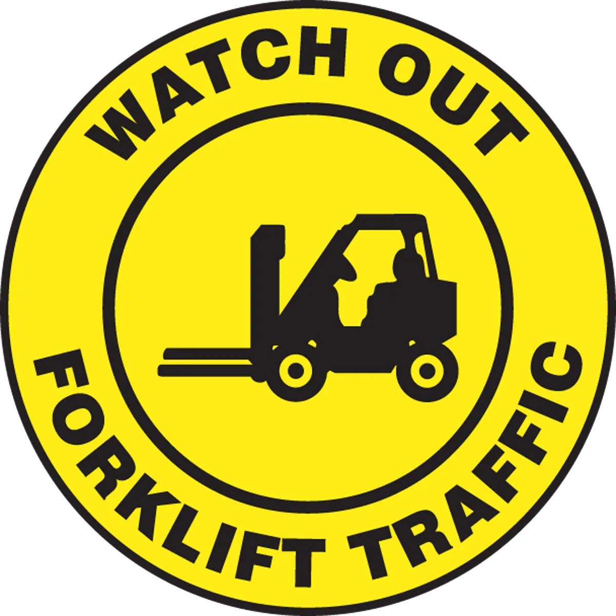 AccuformNMC PSW719 Pavement-Print Sign, Watch Out Forklift Traffic, 17"