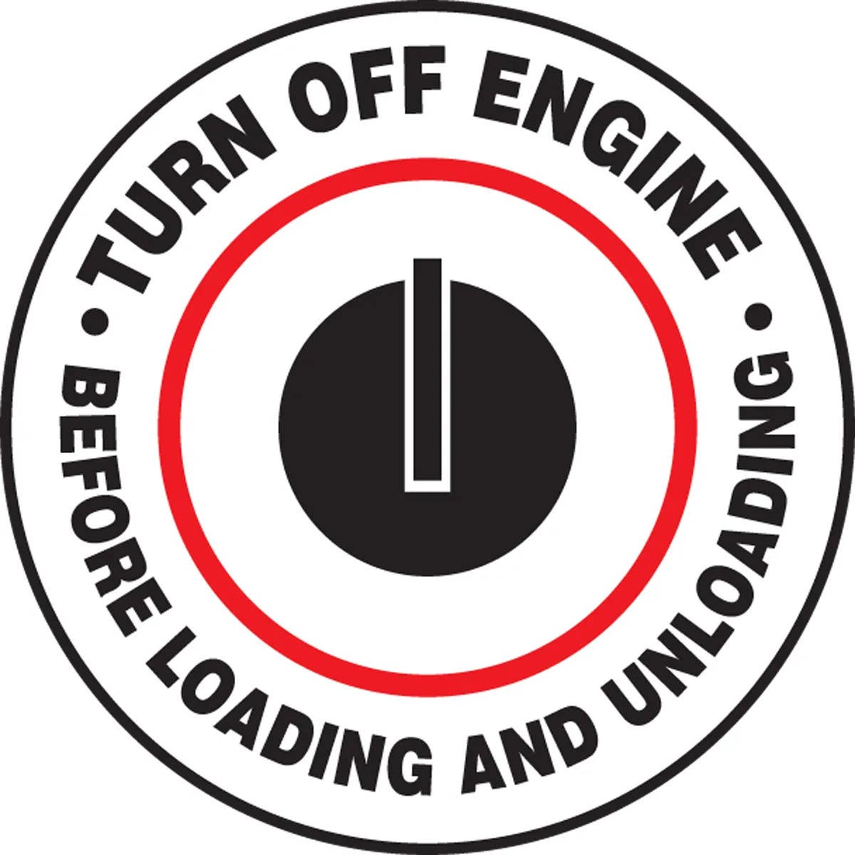 AccuformNMC PSW722 Pavement Print Sign, Turn Off Engine Before Loading And Unloading, 17"