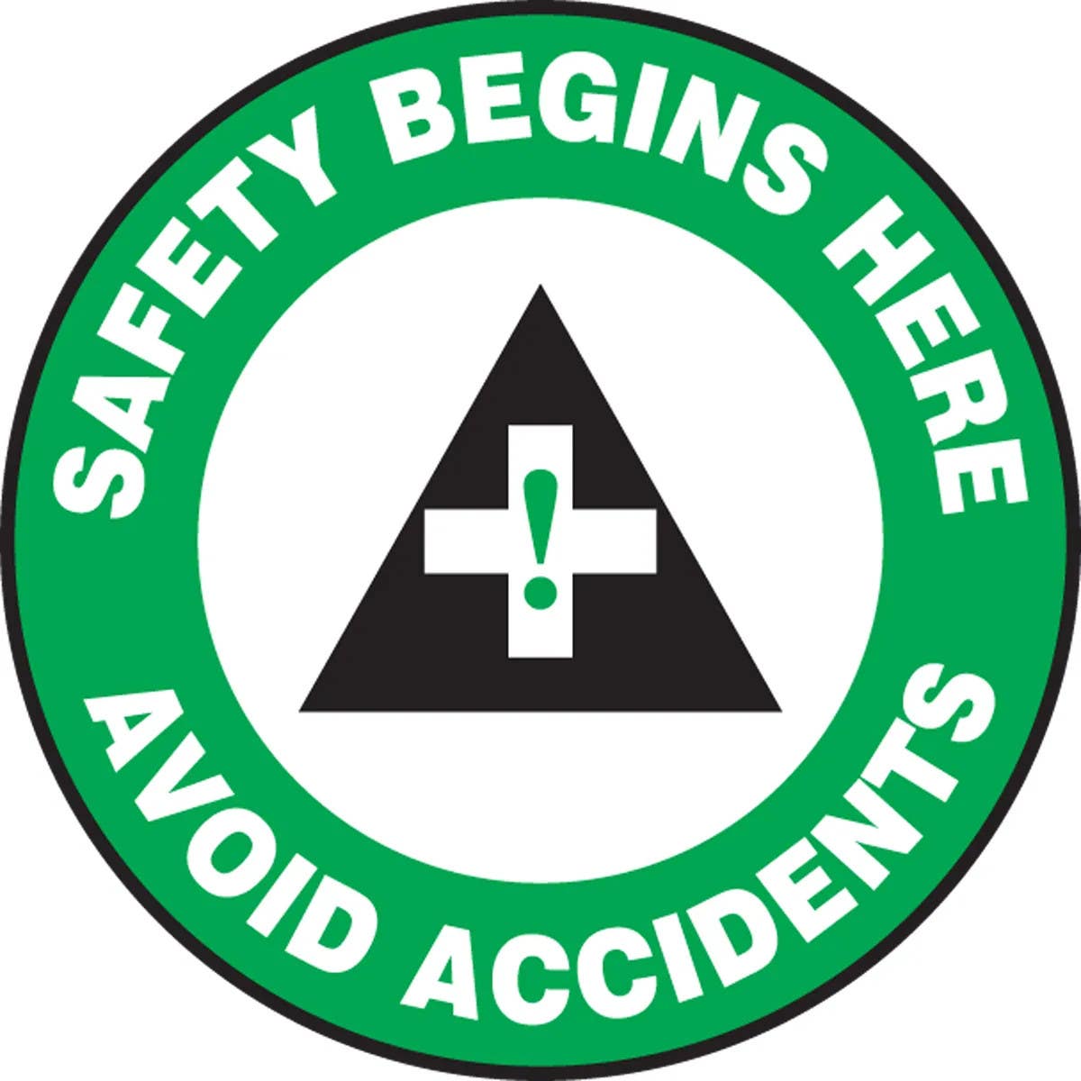 AccuformNMC PSW727 Pavement Print Sign, Safety Begins Here Avoid Accidents, 17"