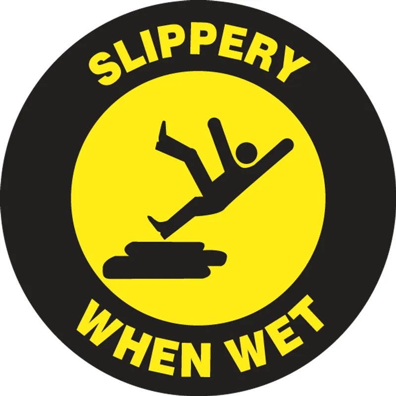 AccuformNMC PSW734 Pavement-Print Sign, Slippery When Wet, 17"