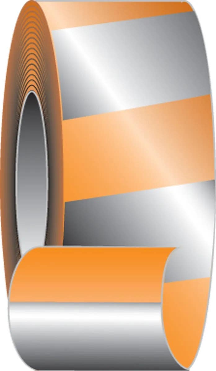 AccuformNMC PTL645FO Flagging Tape, Reflective Silver Stripe, 1-3/16" x 150-Ft