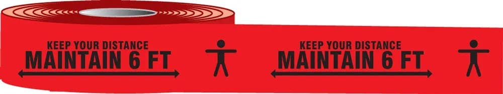 AccuformNMC PTM460 Floor Tape, Keep Your Distance Maintain 6 FT, 2" x 54-Ft