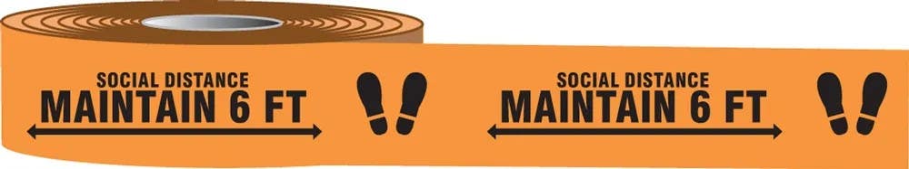 AccuformNMC PTM462 Floor Tape, Social Distance Maintain 6 FT, 2" x 54-Ft