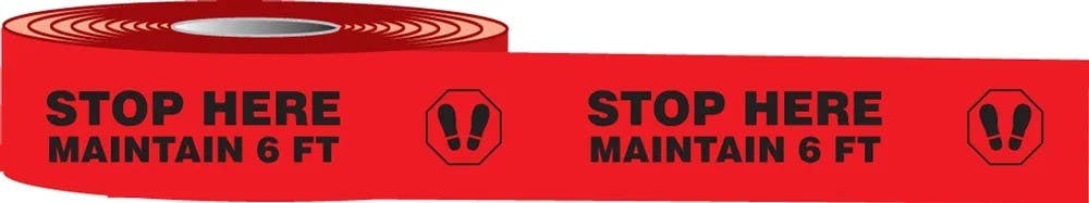 AccuformNMC PTM464 Floor Tape, Stop Here Maintain 6 FT, 2" x 54-Ft
