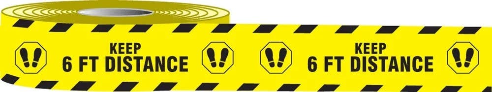 AccuformNMC PTM468 Floor Sign, Keep 6 FT Distance, 2" x 54-Ft
